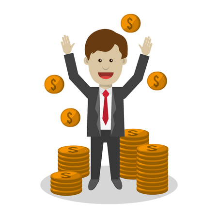 happy businessman with economy or money related icons image vector illustration designのイラスト素材