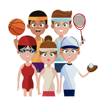 tennis basketball swimming baseball assorted sports people  icon image vector illustration designのイラスト素材