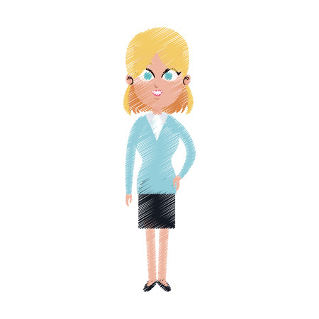 pretty young business woman icon image sketch style  vector illustration designのイラスト素材