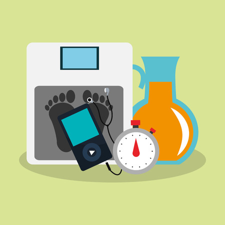 orange juice jug and health and fitness related icons image vector illustration designのイラスト素材