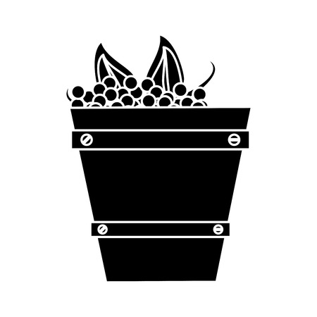 wooden basket with harvest grapes pictogram vector illustration eps 10のイラスト素材