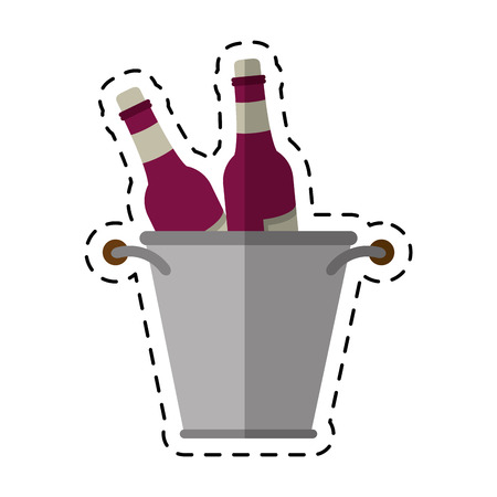 cartoon glass bottles wine bucket vector illustration eps 10のイラスト素材