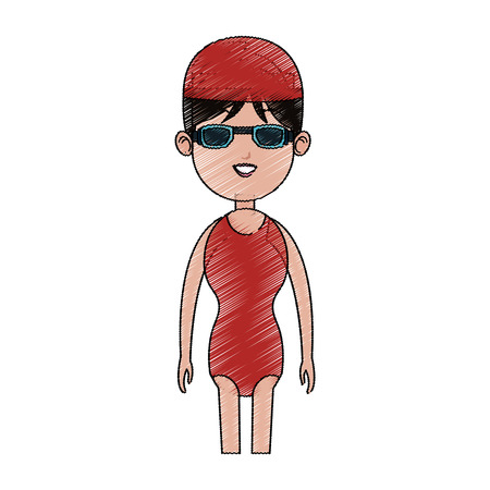 woman swimmer cartoon icon image vector illustration designのイラスト素材