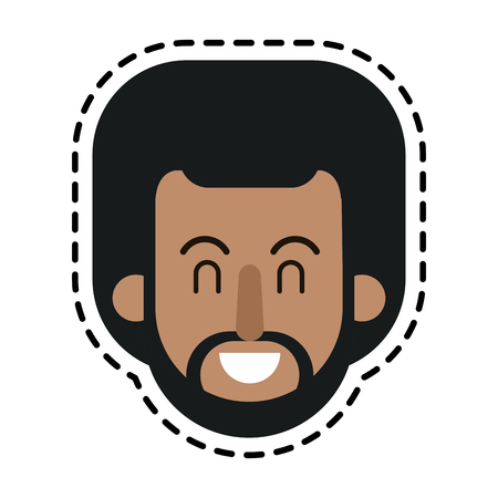 happy dark skin man with afro icon image vector illustration designのイラスト素材