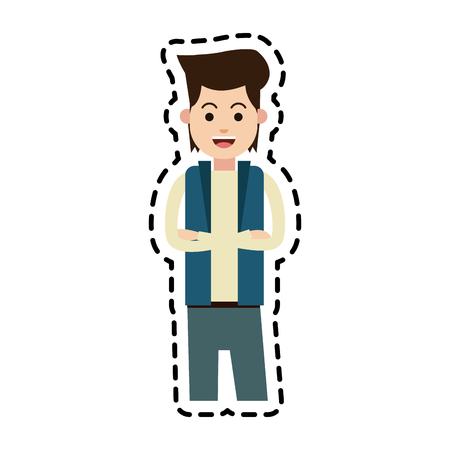 happy young caucasian man icon image vector illustration designのイラスト素材