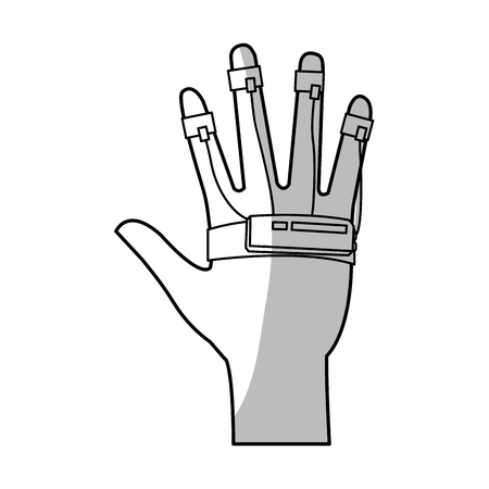 hand with technology device over white background. virtual reality concept. vector illustrationのイラスト素材
