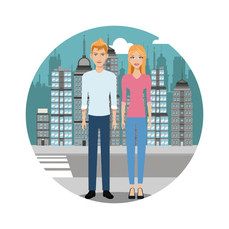 couple lifestyle together urban background vector illustration eps 10のイラスト素材