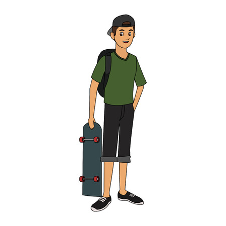 handsome young man with skateboard  icon image vector illustration designのイラスト素材