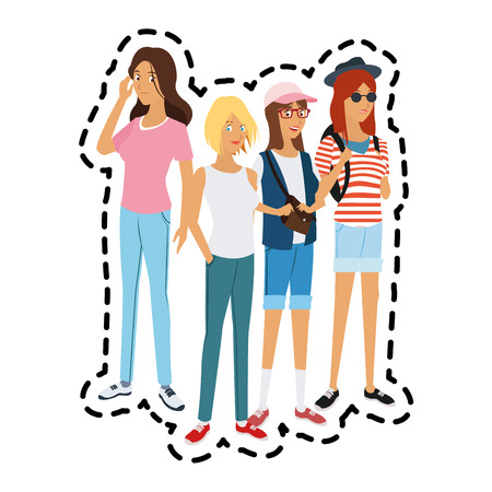 group of pretty young women icon image vector illustration designのイラスト素材
