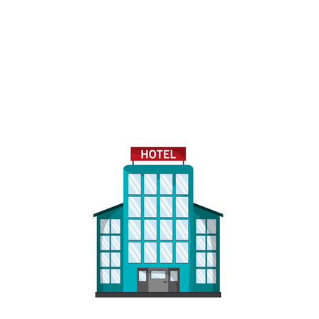 hotel building icon over white background. colorful design. vector illustrationのイラスト素材