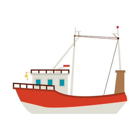 Fishing boat icon over white background. colorful design. vector illustrationのイラスト素材