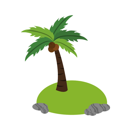 tropical palm icon over white background. colorful design. vector illustrationのイラスト素材