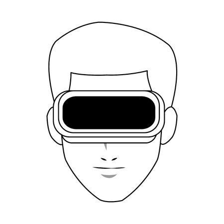 man wearing virtual reality goggles icon image vector illustration designのイラスト素材
