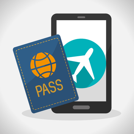 smartphone and travel related icons over white background. colorful design. vector illustrationのイラスト素材