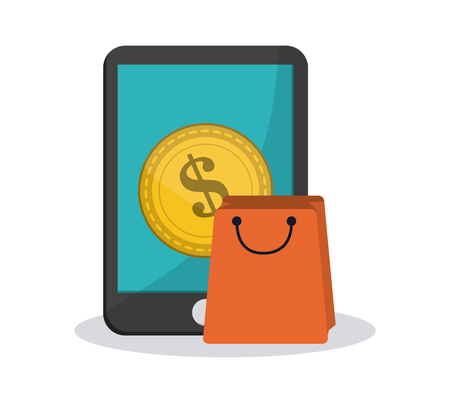 cellphone and online shopping related icons image vector illustration designのイラスト素材
