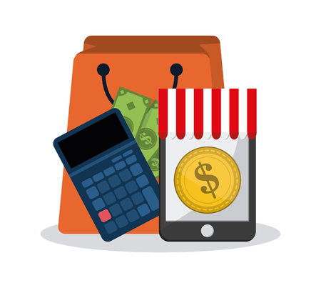 bag with shopping related icons image vector illustration designのイラスト素材