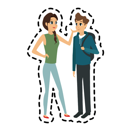 young adults having a conversation icon image vector illustration designのイラスト素材