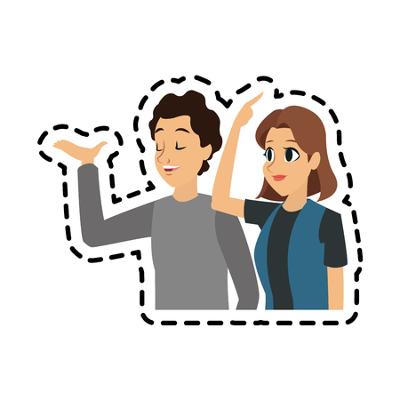 young man and woman icon image vector illustration designのイラスト素材