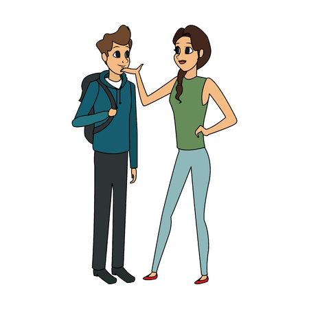 young adults having a conversation icon image vector illustration designのイラスト素材
