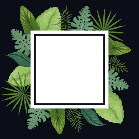 tropical poster leaves palm decoration vector illustrationのイラスト素材