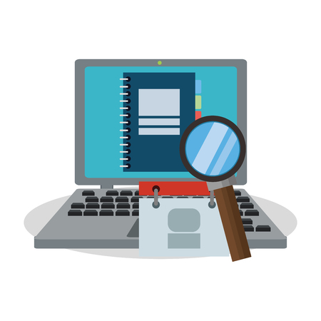 computer with office or business  related icons image vector illustration designのイラスト素材