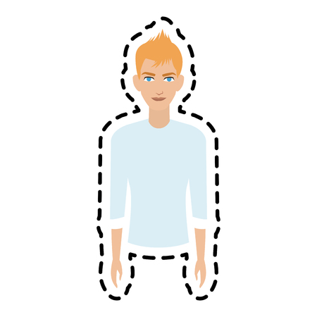 handsome young man wearing long sleeve shirt  icon image vector illustration designのイラスト素材