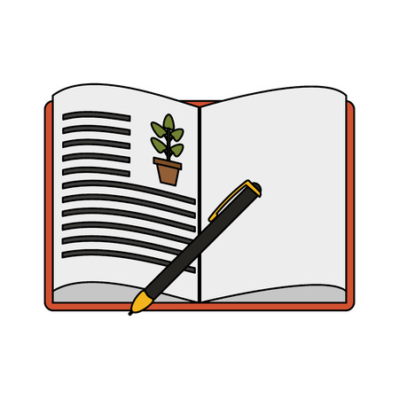 open book with plant drawing  icon image vector illustration designのイラスト素材