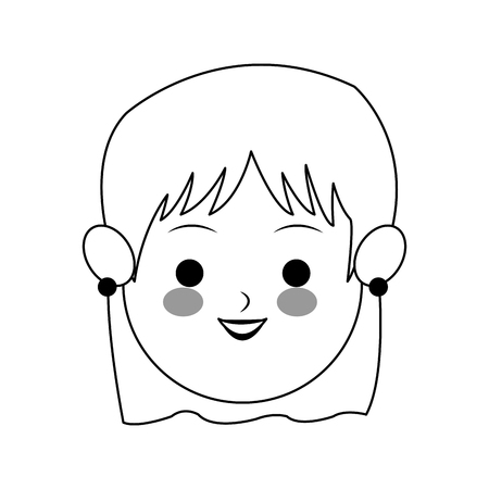 face of woman with fringe cute cartoon icon image vector illustration designのイラスト素材