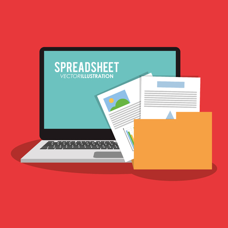 computer with graph chart finance related icons image vector illustration designのイラスト素材