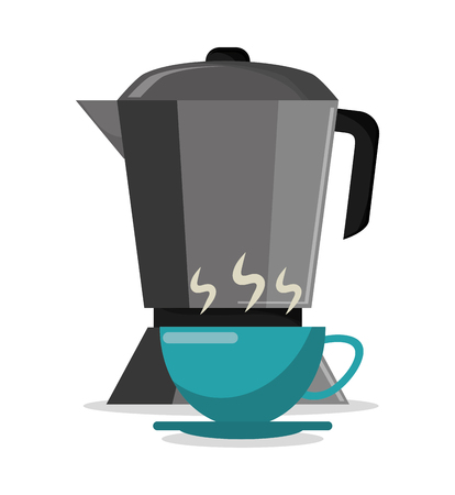 pot coffee maker and cup hot vector illustration eps 10のイラスト素材