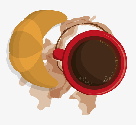 red coffee cup croissant breakfast vector illustration eps 10のイラスト素材
