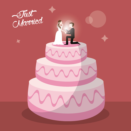 just married cake dessert vector illustration eps 10のイラスト素材