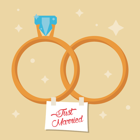 just married rings star background vector illustration eps 10のイラスト素材