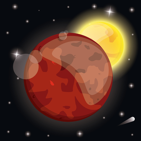 mars planet sunshine system space vector illustration eps 10のイラスト素材