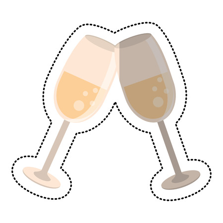 Wedding glass cups champagne vector illustrationのイラスト素材