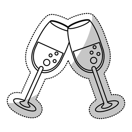 glass cups champagne celebration outline vector illustration eps 10のイラスト素材