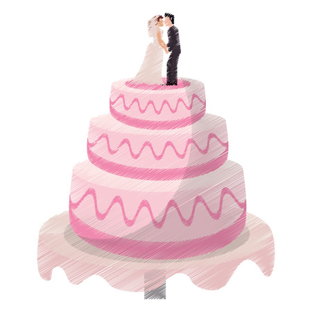drawing cake couple wedding dessert vector illustration eps 10のイラスト素材