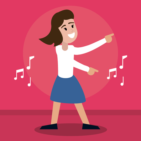 Happy woman music dancing vector illustrationのイラスト素材