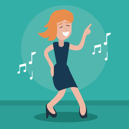 happy woman music dancing vector illustration eps 10のイラスト素材