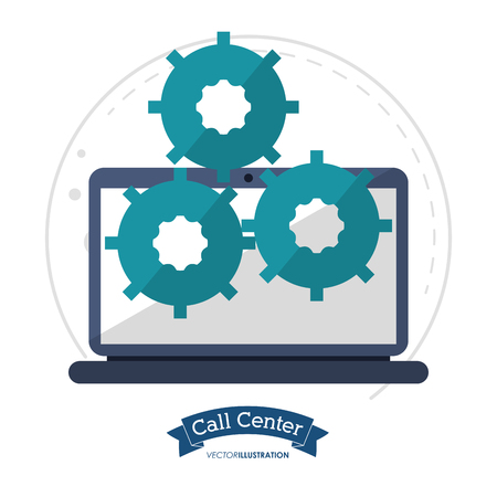 call center technology gears cooperation vector illustration eps 10のイラスト素材