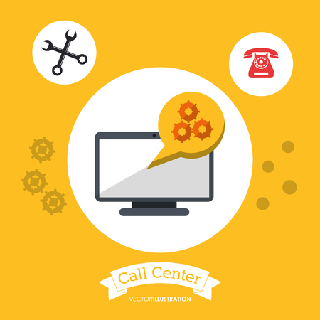 call center technology computer tool gear telephone vector illustration eps 10のイラスト素材