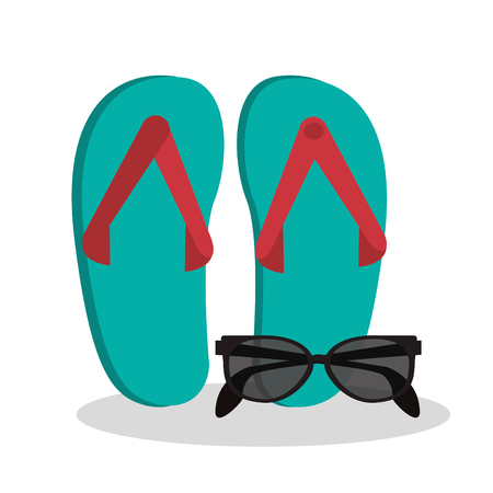 sandals sunglasses beach vacationのイラスト素材