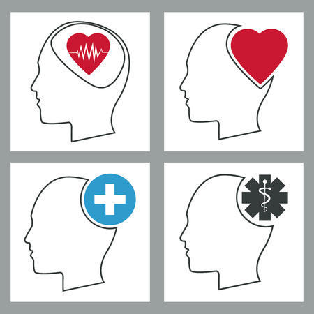 collection human head brain healthcare medical vector illustration eps 10のイラスト素材