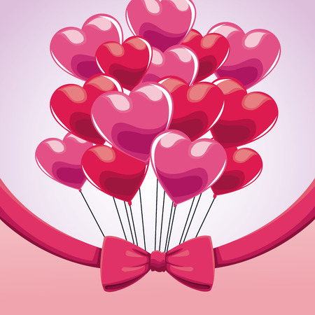 cute bunch pink balloons heart bow vector illustration eps 10のイラスト素材