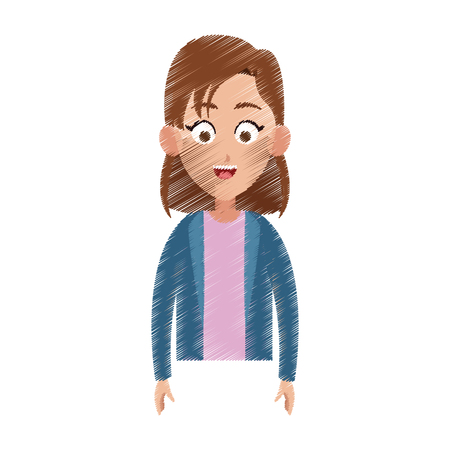 happy girl kid or child with short hair  icon image vector illustration designのイラスト素材