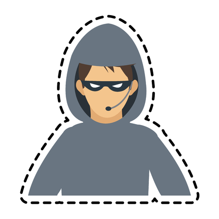 hacker man cartoon icon over white background. colorful design. vector illustrationのイラスト素材