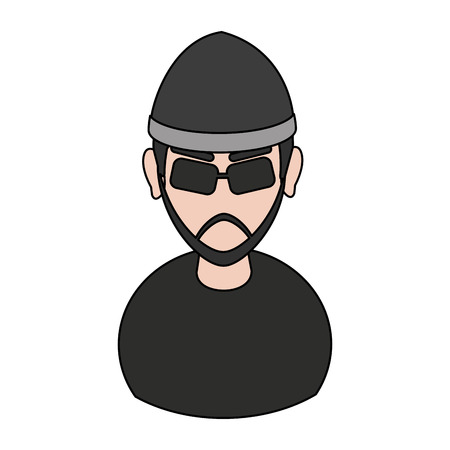 suspicious looking man criminal icon image vector illustration designのイラスト素材