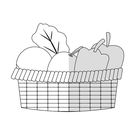 basket with vegetables icon over white background. vector illustrationのイラスト素材