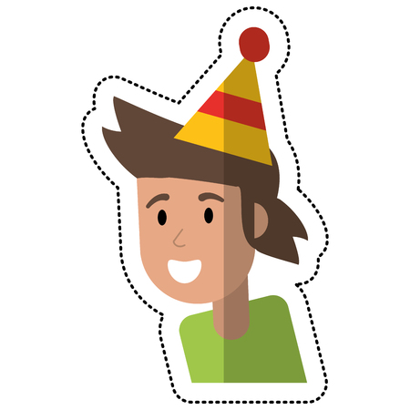 portrait young man smiling hat partyのイラスト素材