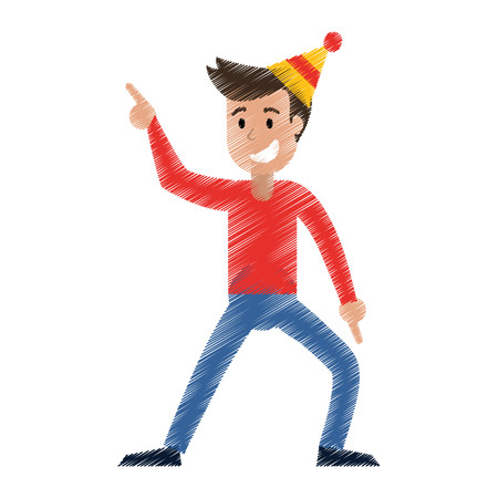 drawing man celebration happinessのイラスト素材